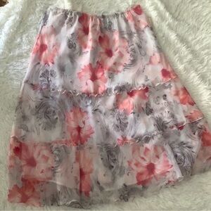 Alfred Dunner Pink and Gray Floral A-Line Skirt “Rose Hill”